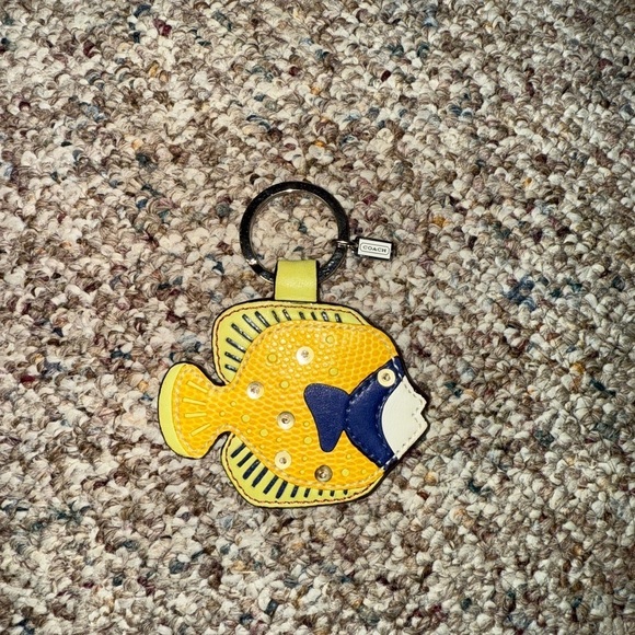 Coach Accessories - Coach Vibrant Yellow and Navy Fish Keychain